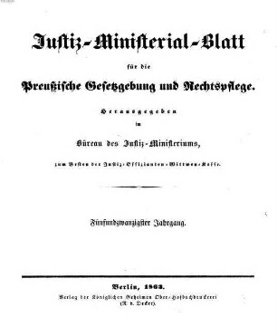 Justiz-Ministerialblatt für die preußische Gesetzgebung und Rechtspflege. 25. 1863