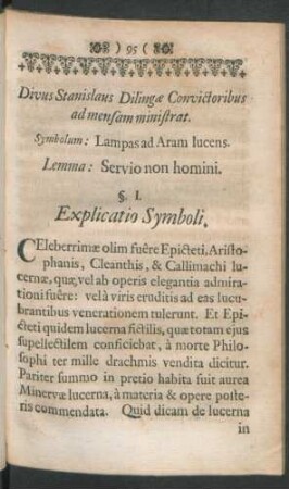 Divus Stanislaus Dilingae Convictoribus ad mensam ministrat
