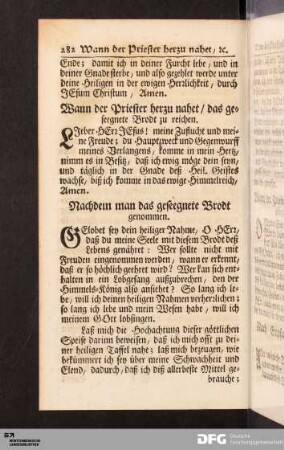 Nachdem man das geseegnete Brodt genommen