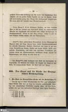 III. Der Staat und die Kirche der Evangelischen Kirchenzeitung