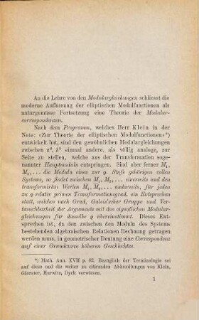 Über eine besondere Classe [Klasse] irrationaler Modulargleichungen der elliptischen Functionen [Funktionen]