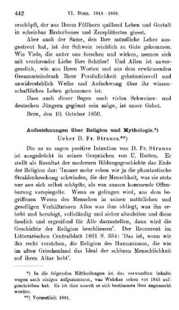 Aufzeichnungen über Religion und Mythologie.