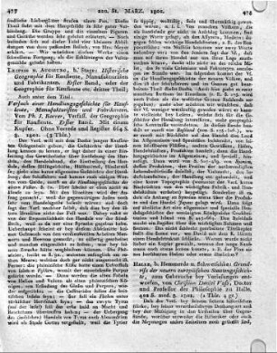 Halle, b. Hemmerde u. Schwetschke: Grundriss der neuern europäischen Staatengeschichte, zum Gebrauche bey Vorlesungen entworfen, von Christian Daniel Voss, Doctor und Professor der Philosophie zu Halle. 422 S. med. 8. 1801.