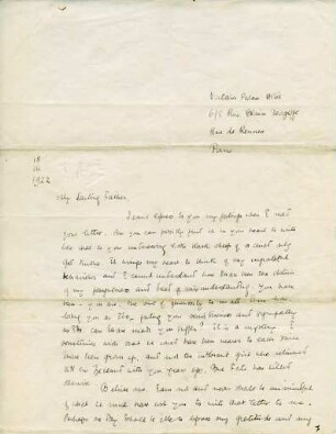 Korrespondenz von Katherine Mansfield an Harold Beauchamp