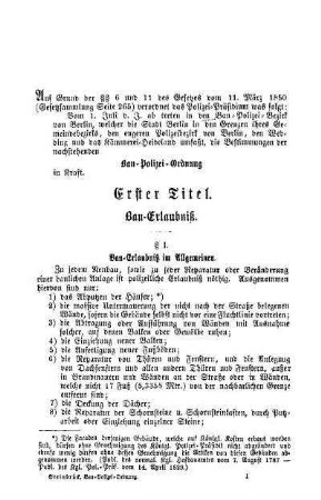 Erster Titel. Bau-Erlaubniß