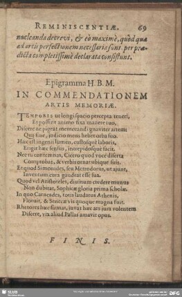 Epigramma H.B.M. In Commendationem Artis Memoriae