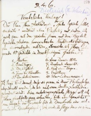 Brief an Dieterichs Verlagsbuchhandlung