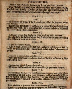 Triumphale Silentium S. Joannis Nepomuceni : Dargestellet Von dem Kayserlich-Ertzhertzoglichen Gymnasio S.J. Zu Ynsprugg. Den 3. und 6. Tag Septembris 1723.