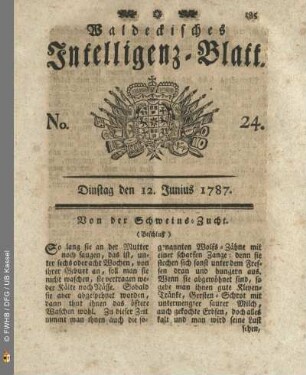 No. 24. Dinstag den 12. Junius 1787