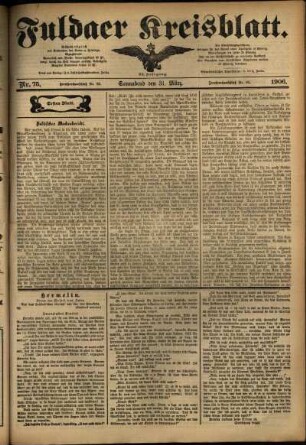 Erste Ausgabe vom Samstag, den 31. März 1906.