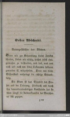 Erster Abschnitt. Naturgeschichte der Bienen