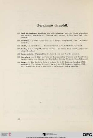 Gerahmte Graphik (Nr. 298-304)