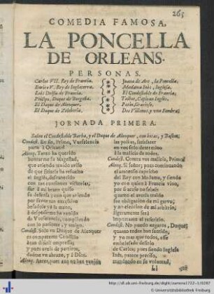 Comedia Famosa, La Poncella De Orleans.