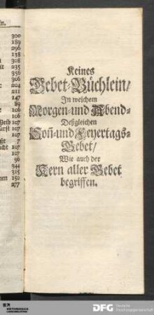 Keines Gebet-Büchlein [...].