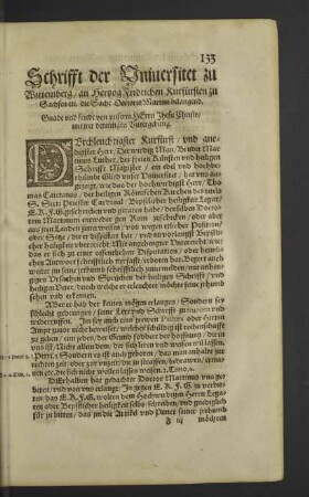 Schrifft der Universitet zu Wittenberg an Hertzog Fridrichen