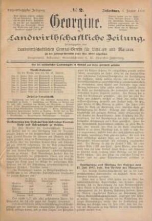 Achtundfünfzigster Jahrgang. No. 2. Insterburg, 9. Januar 1890.