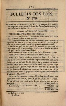 Bulletin des lois de la République Française. Partie principale. 14. 1837 = No. 478 - 512