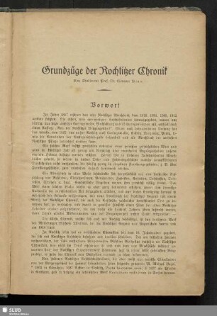 Grundzüge der Rochlitzer Chronik