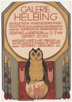 Plakat: Galerie Helbing - Antiqutäten, Kunstgegenstände [...]