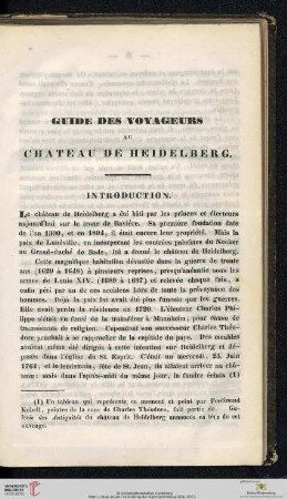 Guide des voyageurs au Château de Heidelberg