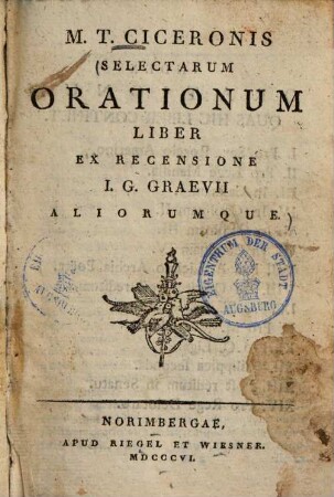 M. T. Ciceronis selectarum orationum liber