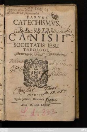 Parvus Catechismus, R. P. Petri Canisii Societatis Iesu Theologi