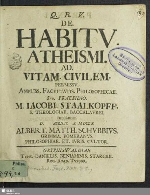 De. Habitv. Atheismi. Ad. Vitam. Civilem