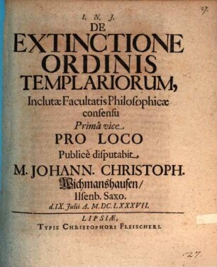 De Extinctione Ordinis Templariorum