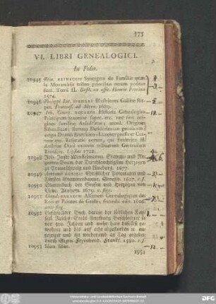 VI. Libri Genealogici.