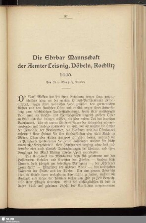 Die Ehrbar Mannschaft der Aemter Leisnig, Döbeln, Rochlitz 1445