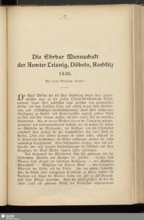 Die Ehrbar Mannschaft der Aemter Leisnig, Döbeln, Rochlitz 1445