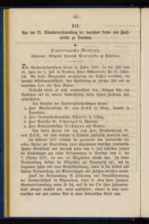 XIX. Aus der 25. Wanderversammlung der deutschen Land- und Forstwirthe zu Dresden