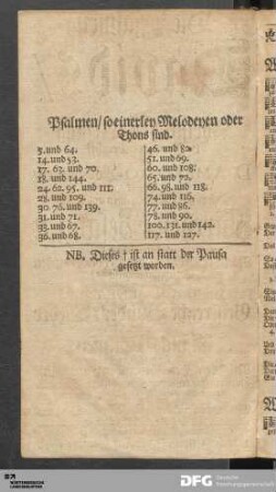 Pslamen/ so einerley Melodeyen oder Thons sind.