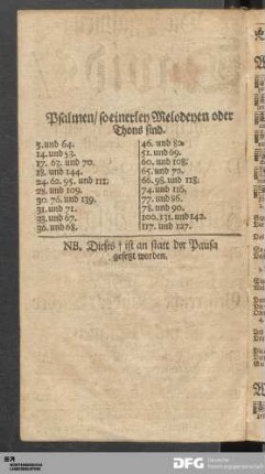Pslamen/ so einerley Melodeyen oder Thons sind.