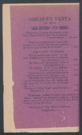[Publicidad] Obras en venta en esta casa editora (Tip. Muñiz)