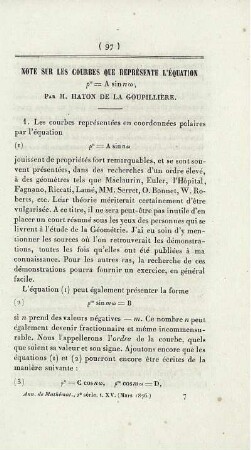 Note sur les courbes que représente l'équation ...