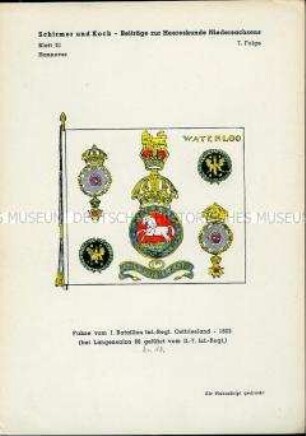 Uniformdarstellung, Detailstudie Fahne der Infanterie, Königreich Hannover, 1822.