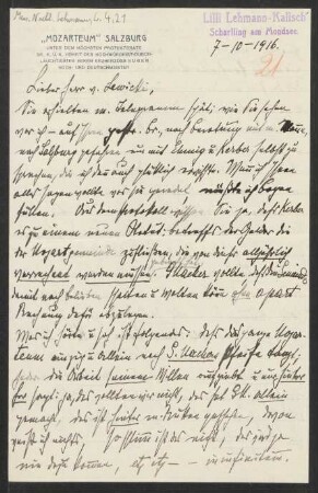Brief an Rudolf von Lewicki : 07.10.1916