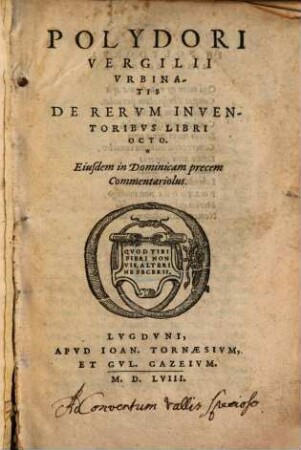 De inventoribus rerum libri octo