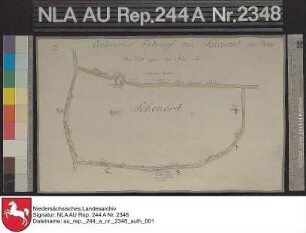 Die Gemarkung SCHOONORTH mit Einzeichnung der Deiche und Heller Kolorierte Zeichnung von NN. Papier auf Leinen Format 32,3x20,5 M 1:5.000 (ca)