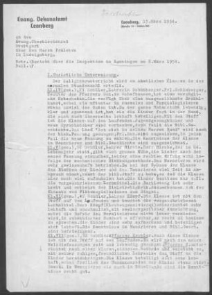 Renningen: Inspektionsbericht 1954