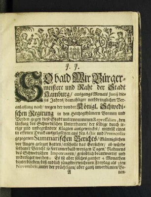 So bald Wir Bürgermeistere und Raht der Stadt ...