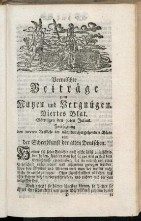 Viertes Blat, ... den 30ten Julius