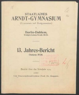 1929/30: Jahresbericht ... - 1929/30