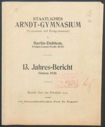 1929/30: Jahresbericht ... - 1929/30