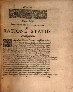 Diss. polit. inaug. de ratione status