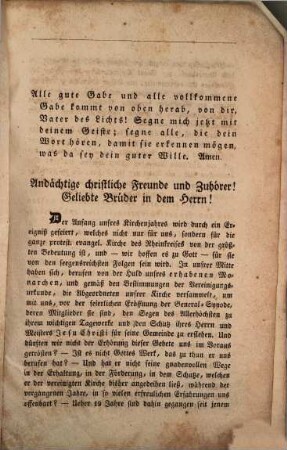 Amtspredigt über Offenbarung Joh. 3 V. 11 bei der feierlichen Eröffnung der General-Synode in Speyer am 3. Dezember 1837