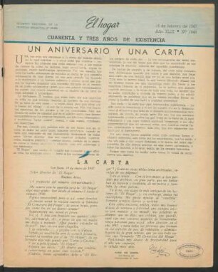 Un aniversario y una carta