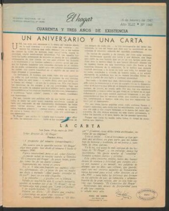 Un aniversario y una carta