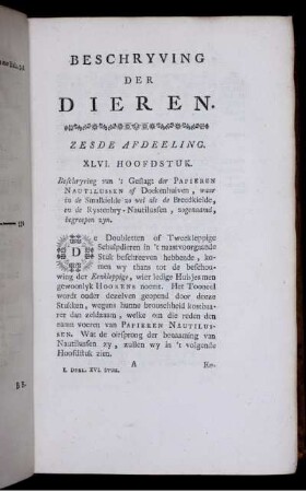 Beschryving der Dieren. Zesde Afdeeling. XLVI. Hoofdstuk.